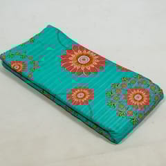 Firozi Colour Cotton Leno Floral Digital Printed Fabric