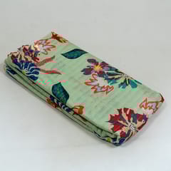 Pista Green Colour Cotton Leno Floral Digital Printed Fabric