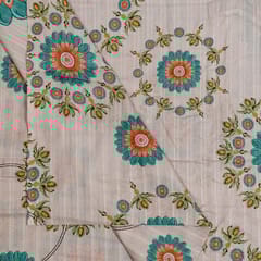 Light Pink Colour Cotton Leno Floral Digital Printed Fabric