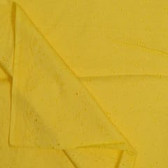Yellow Colour Cotton Chikan Embroidered Fabric