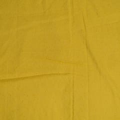 Yellow Colour Cotton Chikan Embroidered Fabric