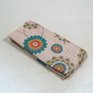 Light Pink Colour Cotton Leno Floral Digital Printed Fabric