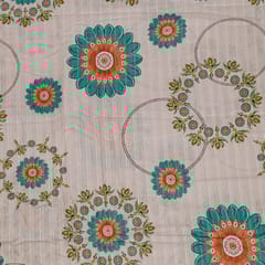 Light Pink Colour Cotton Leno Floral Digital Printed Fabric