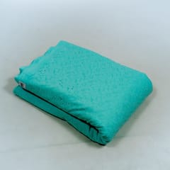 Sky Blue Colour Cotton Chikan Embroidered Fabric