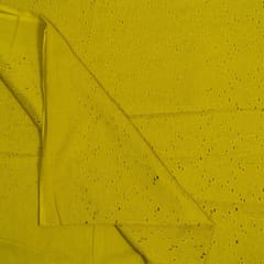 Lime green  Colour Cotton Chikan Embroidered Fabric