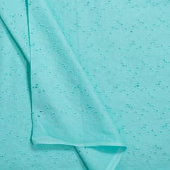 Sky Blue Colour Cotton Chikan Embroidered Fabric