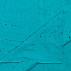 Firozi Colour Cotton Chikan Embroidered Fabric