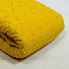 Mustard Colour Cotton Chikan Embroidered Fabric