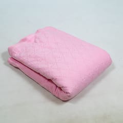 Pink Colour Cotton Chikan Embroidered Fabric
