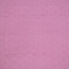 Pink Colour Cotton Chikan Embroidered Fabric