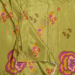 Mehendi Green Colour Muslin Digital Printed Fabric