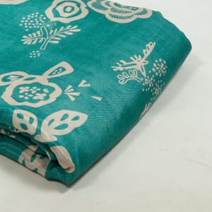 Sage Green Colour Muslin Digital Printed Fabric