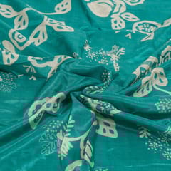 Sage Green Colour Muslin Digital Printed Fabric
