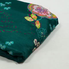 Peacock Green Colour Muslin Digital Printed Fabric