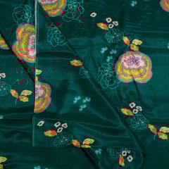 Peacock Green Colour Muslin Digital Printed Fabric