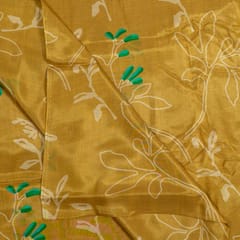 Mustard Colour Muslin Digital Printed Fabric