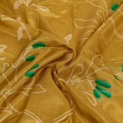 Mustard Colour Muslin Digital Printed Fabric