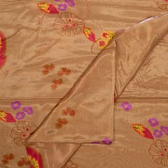 Beige Colour Muslin Digital Printed Fabric