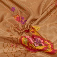 Beige Colour Muslin Digital Printed Fabric