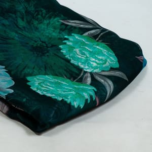 Green Colour Viscose Organza Floral Digital Printed Fabric