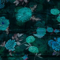 Green Colour Viscose Organza Floral Digital Printed Fabric