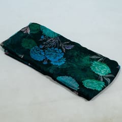Green Colour Viscose Organza Floral Digital Printed Fabric