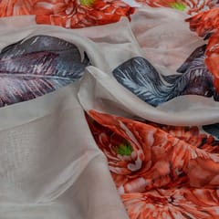 Multi Colour Viscose Organza Floral Digital Printed Fabric