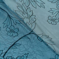 Blue Colour Viscose Organza Floral Digital Printed Fabric