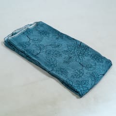 Blue Colour Viscose Organza Floral Digital Printed Fabric