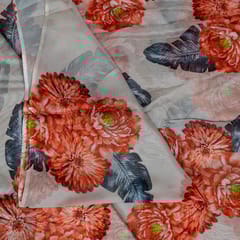 Multi Colour Viscose Organza Floral Digital Printed Fabric