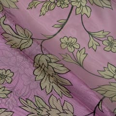 Purple Colour Viscose Organza Floral Digital Printed Fabric