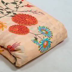 Peach Colour Cotton Orbit Booti Floral Digital Printed Fabric