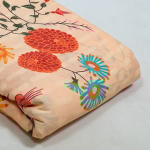 Peach Colour Cotton Orbit Booti Floral Digital Printed Fabric