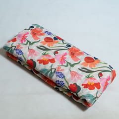 White Colour Cotton Orbit Booti Floral Digital Printed Fabric