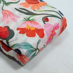 White Colour Cotton Orbit Booti Floral Digital Printed Fabric