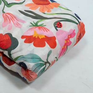 White Colour Cotton Orbit Booti Floral Digital Printed Fabric
