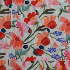 White Colour Cotton Orbit Booti Floral Digital Printed Fabric