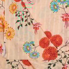 Peach Colour Cotton Orbit Booti Floral Digital Printed Fabric