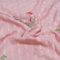 Pink Colour Cotton Orbit Booti Floral Digital Printed Fabric