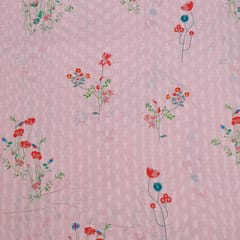 Pink Colour Cotton Orbit Booti Floral Digital Printed Fabric