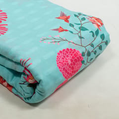 Sky Blue Colour Cotton Orbit Booti Floral Digital Printed Fabric