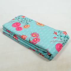 Sky Blue Colour Cotton Orbit Booti Floral Digital Printed Fabric