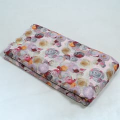 Multi Colour Cotton Chikan Floral Printed Fabric