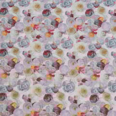 Multi Colour Cotton Chikan Floral Printed Fabric