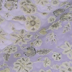 Lavender Colour Georgette Embroidered Fabric