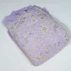 Lavender Colour Georgette Embroidered Fabric