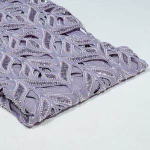 Lavender Colour Crepe Cutwork Fabric