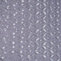 Lavender Colour Crepe Cutwork Fabric