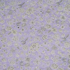 Lavender Colour Georgette Embroidered Fabric