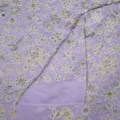 Lavender Colour Georgette Embroidered Fabric